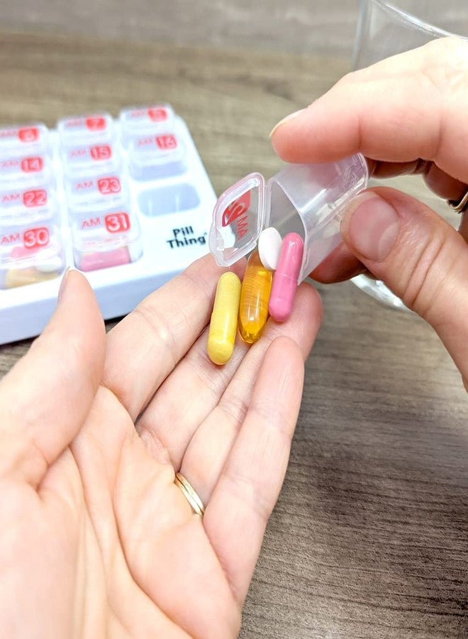 pill thing AM/PM Monthly Pill Organizer Tray with 31 Morning and Evening Daily Removable Pill Box Pods (Clear - AM/PM) - Image 4